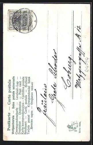 AK Junge Frau in blauer Bluse auf einer Schaukel