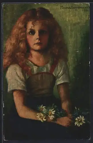 Ölgemälde-Imitations-AK Imita / A.S.-M. Leipzig Nr. 669: Liesl mit Gänseblumen