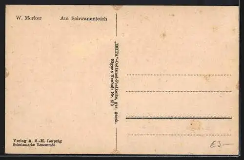 Ölgemälde-Imitations-AK Imita / A.S.-M. Leipzig Nr. 619: Frau am Schwanenteich