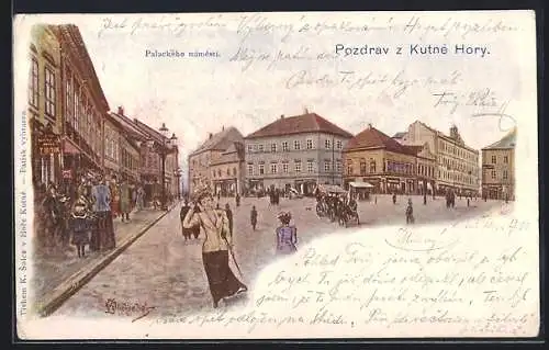 Künstler-AK Kutna Hora, Palackeho namesti