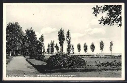 AK Lötzen /Masuren, Promenadenstrand am Löwentinsee