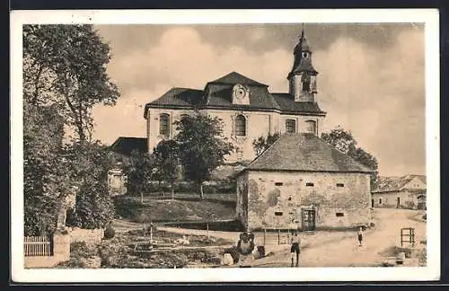 AK Lidice, Kostel a stara sypka, The church and the barn