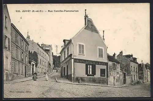 AK Juvisy, Rue Camille-Flammarion avec restaurant de la mairie