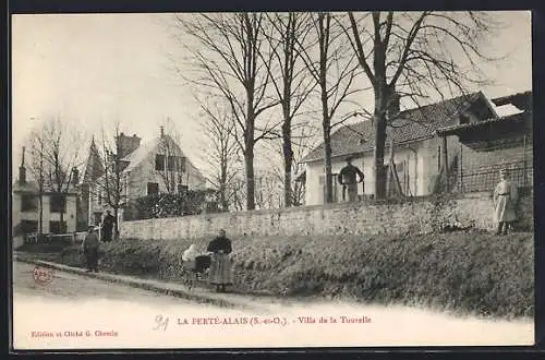 AK La Ferté-Alais, Villa de la Tourelle et paysage hivernal