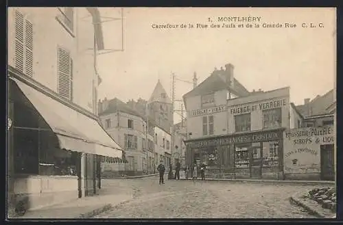 AK Montlhéry, Carrefour de la Rue des Juifs et de la Grande Rue