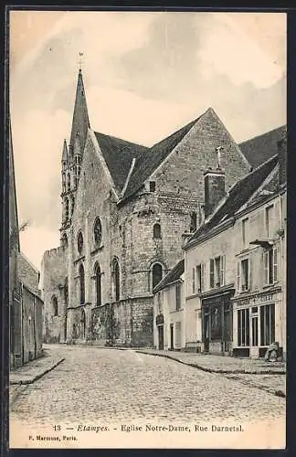 AK Étampes, Église Notre-Dame, Rue Darnetal