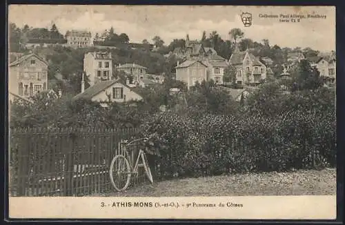 AK Athis-Mons, Panorama du Coteau avec vélo appuyé à une clôture