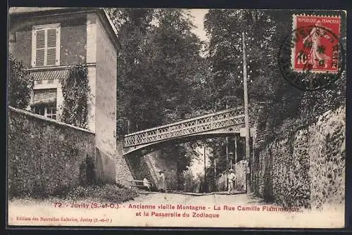 AK Juvisy, Ancienne vieille Montagne, La Rue Camille Flammarion et la Passerelle du Zodiaque