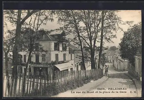 AK Palaiseau, La rue du Mont et la place de la Gare