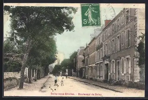 AK Soisy-sous-Étiolles, Boulevard de Soisy avec enfants jouant