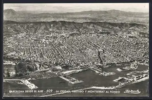 AK Barcelona, La Ciudad, Tibidabo y Montserrat al Fondo