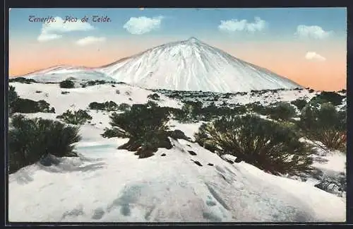 AK Pico de Teide /Tenerife, Blick zum verschneiten Gipfel