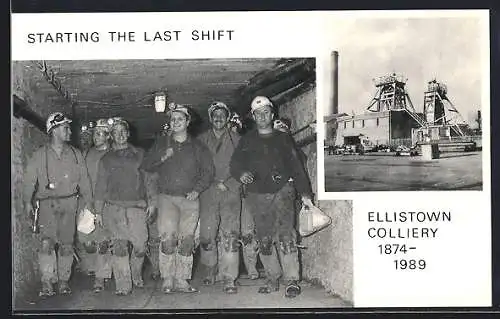 AK Ellistown, The Colliery, Miners starting the last shift 1989