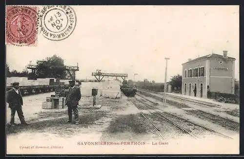 AK Savonnières-en-Perthois, La Gare, Verladestelle für Steine aus dem Steinbruch