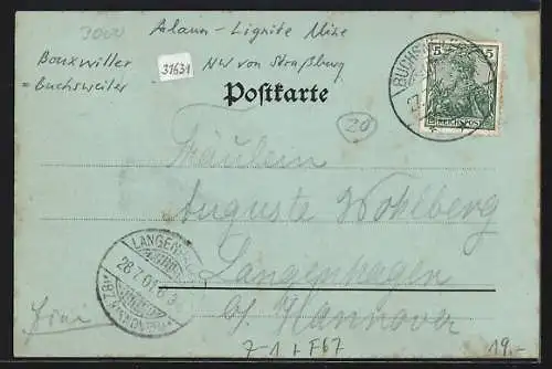 Mondschein-AK Buchsweiler, Blick auf das Minen-Areal