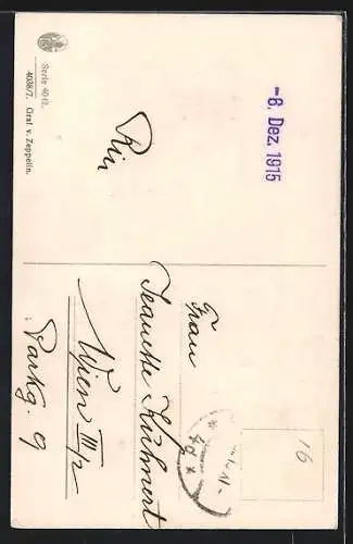 Künstler-AK Portrait vom Grafen Ferdinand von Zeppelin