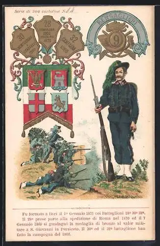 AK 9. Reggimento Bersaglieri, Infanterie - Schützenlinie, Wappen & Banner