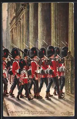 Künstler-AK Harry Payne: London, Coldstream Guards enterring the Bank of England