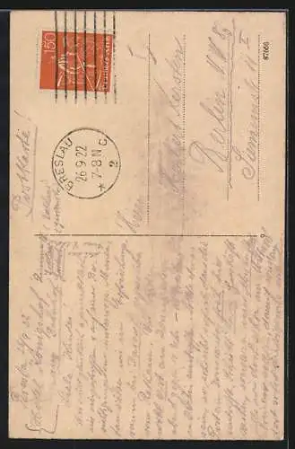 AK Breslau, Strassenpartie mit Rathaus