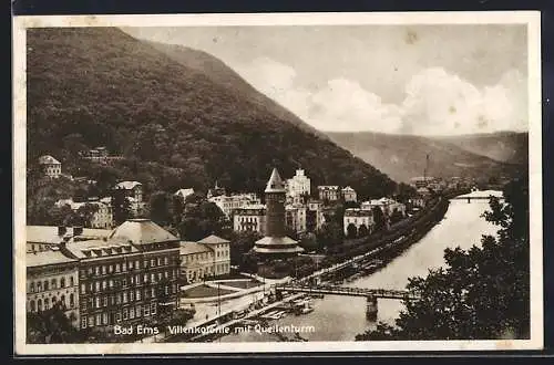 AK Bad Ems, Villenkolonie mit Quellenturm