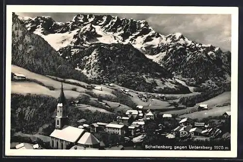 AK Schellenberg / Ramsau, Ortsansicht gegen Untersberg aus der Vogelschau