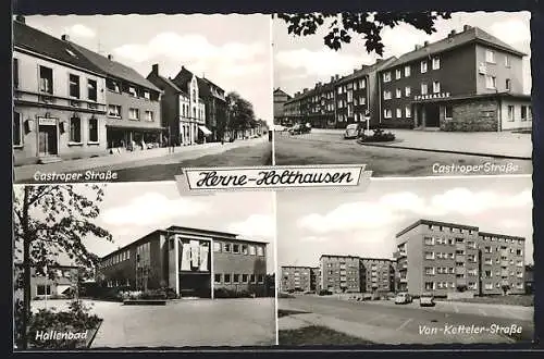 AK Herne-Holthausen, Castroper Strasse, Hallenbad, Von-Ketteler-Strasse