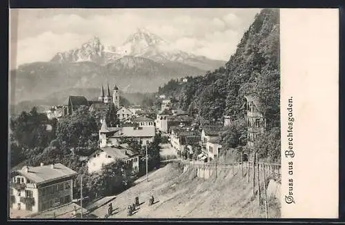 AK Berchtesgaden, Teilansicht mit Gipfelblick