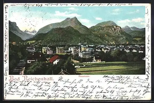 AK Bad Reichenhall, Ortsansicht mit Gipfel-Panorama