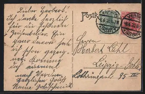 AK Verden, Teilansicht mit Allerbrücke