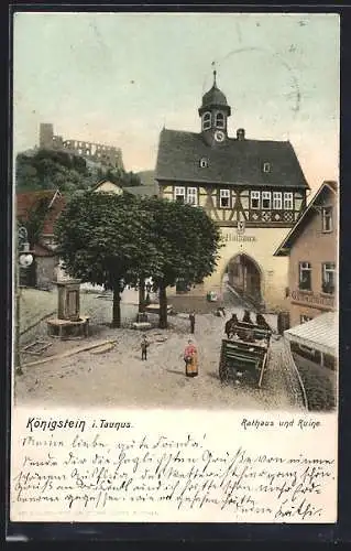 AK Königstein / Taunus, Rathaus und Ruine