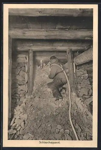 AK Clausthal-Zellerfeld, Bergmann mit einem Schlauchapparat, Bergwerkmuseum