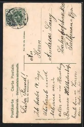 AK Bremen, Panorama mit Schwalbe