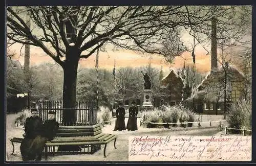 AK Neumünster, Kleinflecken, Partie am Denkmal