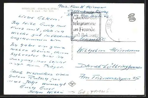 AK Oldenburg /Oldb., Gasthaus Ratskeller, Innenansicht