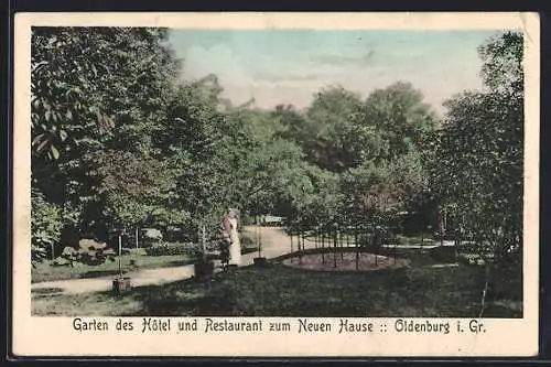 AK Oldenburg i. Gr., Garten des Hôtel und Restaurant zum Neuen Haus