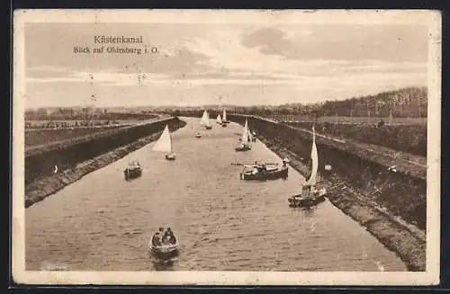 AK Oldenburg i. O., Küstenkanal mit Blick auf den Ort