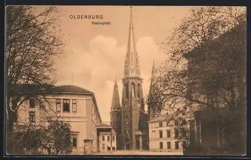 AK Oldenburg / O., Kasinoplatz mit Kirche