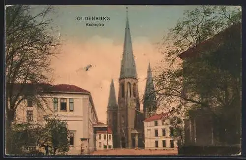 AK Oldenburg / O., Kasinoplatz mit Kirche