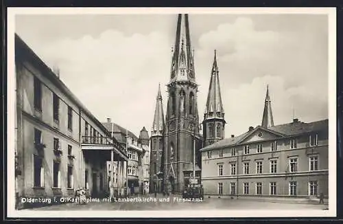 AK Oldenburg i. O., Kasinoplatz mit Lambertikirche und Finanzamt