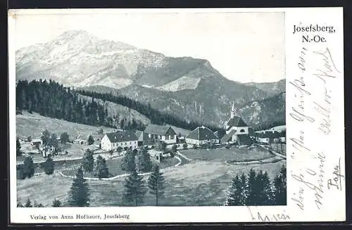 AK Josefsberg /N.-Oe., Totalansicht mit Bergpanorama aus der Vogelschau