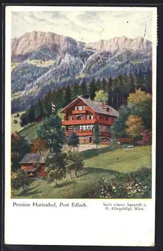 Künstler-AK Edlach, Pension Marienhof