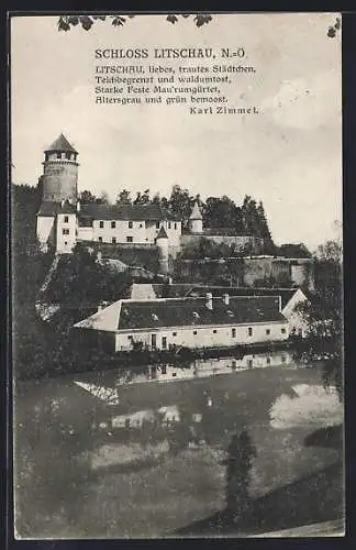 AK Litschau /N.-Oe., Schloss Litschau vom Wasser aus