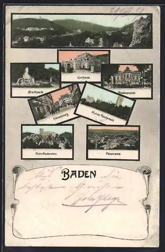 AK Baden /N.-Oe., Kurhaus, Stadtpark, Panorama