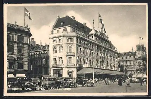 AK Kobenhavn, Strassenpartie am Hotel D`Angleterre