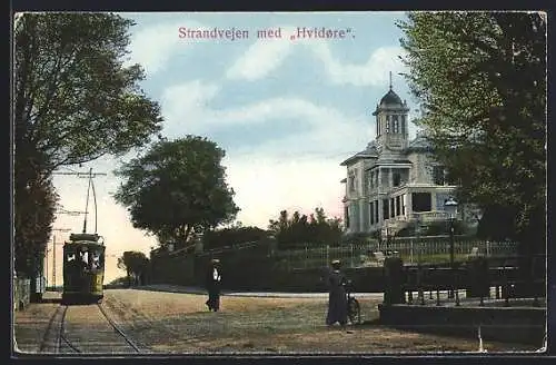 AK Klampenborg, Strandveien med Hvidore, Strassenbahn