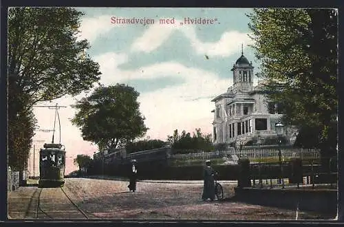 AK Klampenborg, Strandveien med Hvidore, Strassenbahn