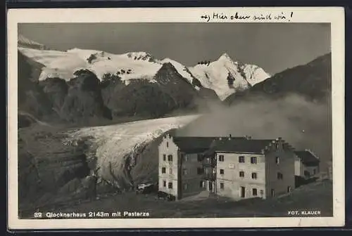 AK Glocknerhaus, Blick von der Berghütte aus auf die Pasterze