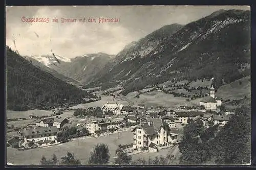 AK Gossensass am Brenner, Ortsansicht mit Blick über das Pflerschtal