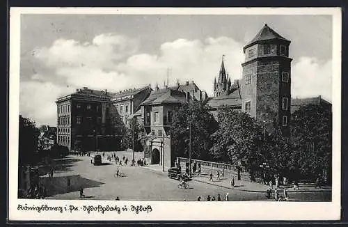 AK Königsberg, Schlossplatz mit Schloss