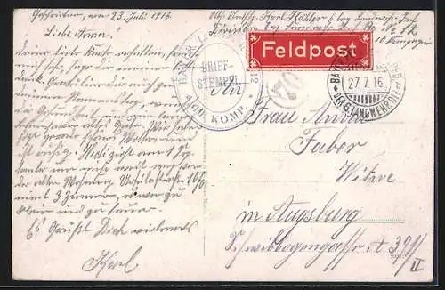 AK Zabern, Ortsansicht mit Kirche